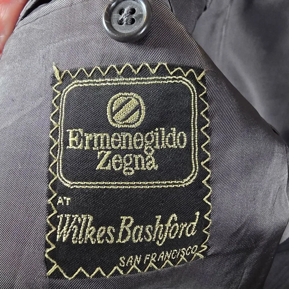 Ermenegildo Zegna Suit Jacket Blazer Mens Gray Wool 44 US 54 IT